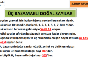 3.Sınıf Matematik Üç Basamaklı Doğal Sayılar 3.Sınıf Matematik Üç Basamaklı Doğal Sayılar