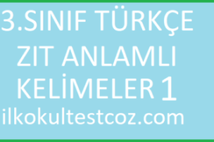 3.Sınıf Türkçe Zıt Anlamlı Kelimeler 1 3.Sınıf Türkçe Zıt Anlamlı Kelimeler 1